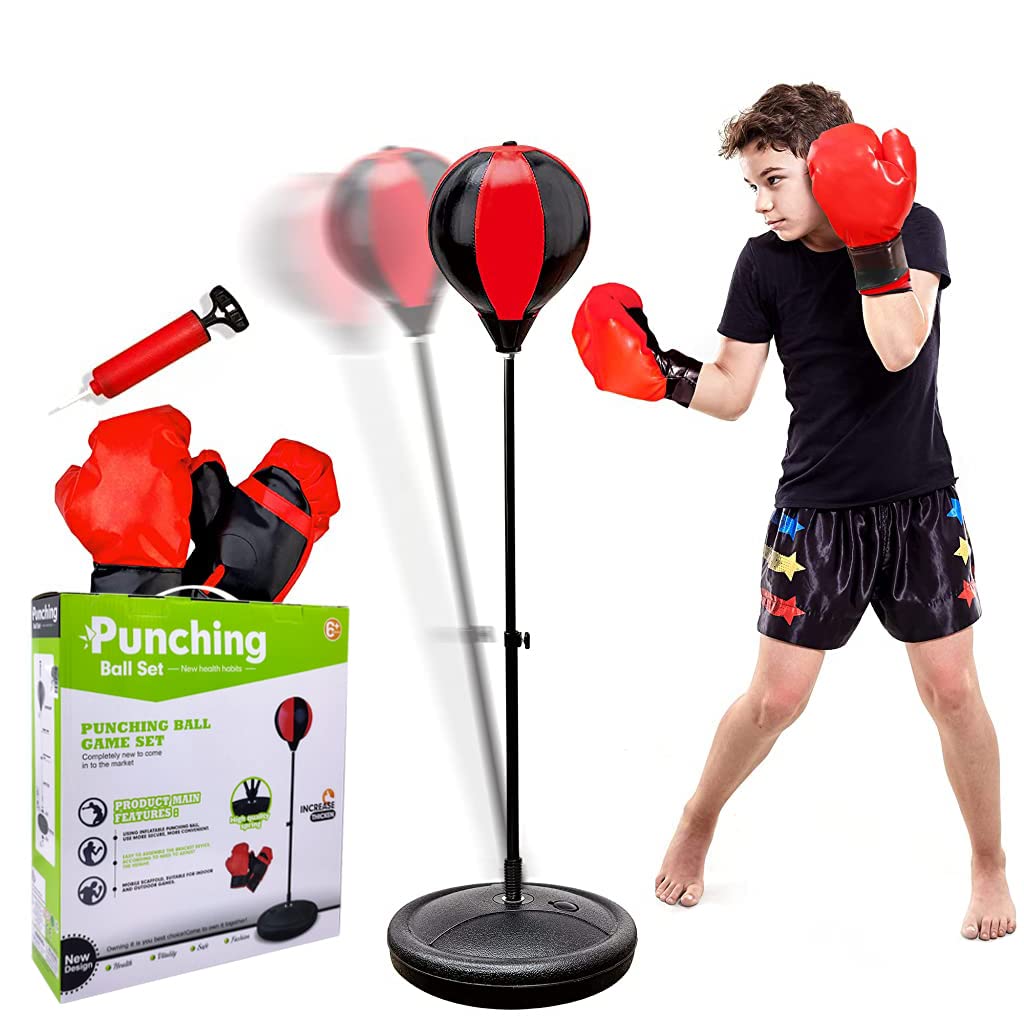 Proberos Punching Bag for Kids with Glove & Adjustable Standing Punch Ball, 109cm Sports Boxing Punching Stand Set for Boys & Girls 4-10 Years Old, Boxing Set as Boys & Girls Toys Gift Proberos Punching Bag for Kids with Glove & Adjustable Standing Punch Ball, 109cm Sports Boxing Punching Stand Set for Boys & Girls 4-10 Years Old, Boxing Set as Boys & Girls Toys Gift